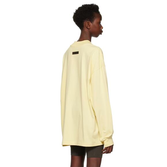 FEAR OF GOD ESSENTIALS Flocked Long Sleeve T-Shirt Canary Yellow Sz M {DD38} - Picture 2 of 8